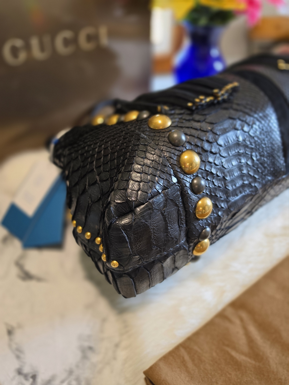 Gucci Babouska Python Studded Fringe XL Shoulder Bag - Picture 8 of 16